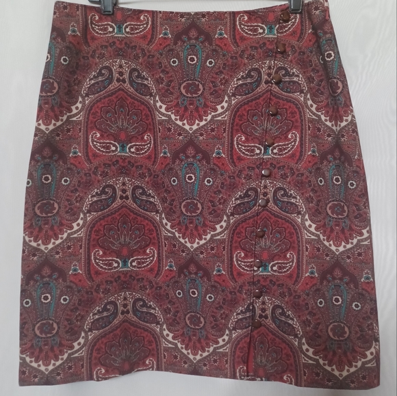 TALBOTS Petite Multi-colored Floral Pasley Skirt. Size 12P - Picture 1 of 14